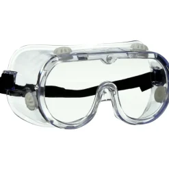 3M Goggle Chemical Splash, 1 Pack of Safety Goggles, Black Strap, Clear Lens