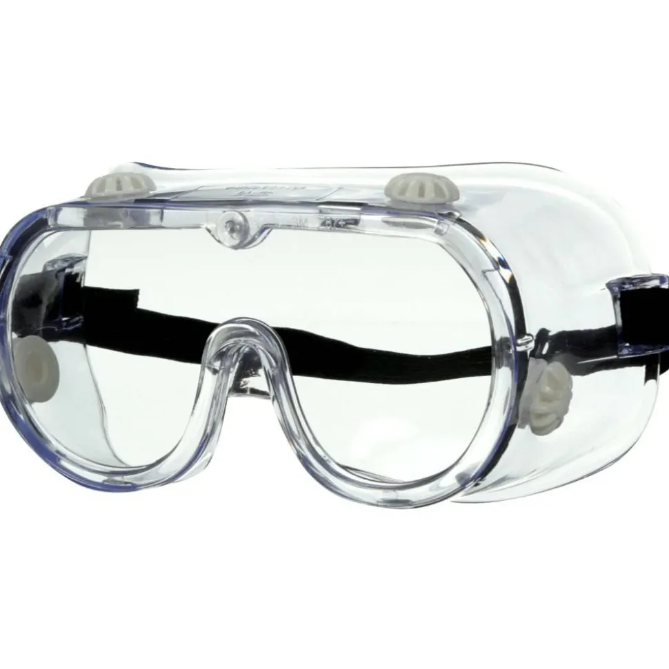 3M Goggle Chemical Splash, 1 Pack of Safety Goggles, Black Strap, Clear Lens