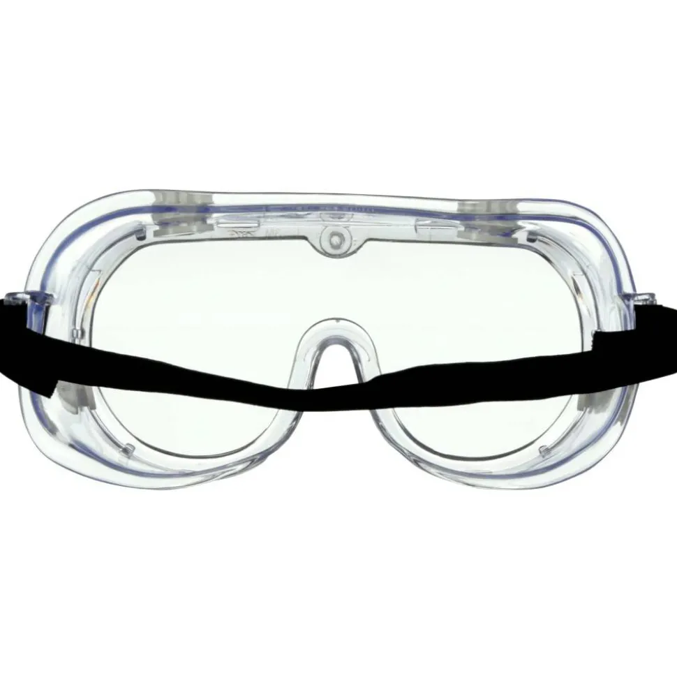 3M Goggle Chemical Splash, 1 Pack of Safety Goggles, Black Strap, Clear Lens