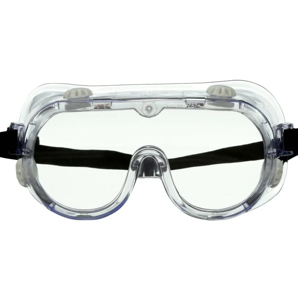 3M Goggle Chemical Splash, 1 Pack of Safety Goggles, Black Strap, Clear Lens