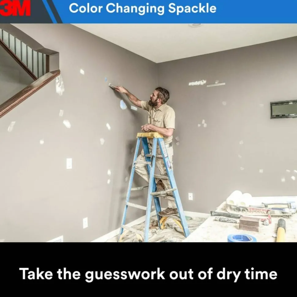 3M High Strength Hole Repair Kit, 1 Kit, Heavy Duty, Waterproof, Blue-to-White Color Changing Spackling Compound, Wall Filler