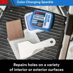 3M High Strength Hole Repair Kit, 1 Kit, Heavy Duty, Waterproof, Blue-to-White Color Changing Spackling Compound, Wall Filler