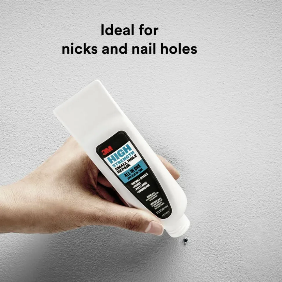 3M High Strength Small Hole Repair, 1 Pack, All in One Applicator Tool, Quick and Easy Repair for Nicks and Nail Holes