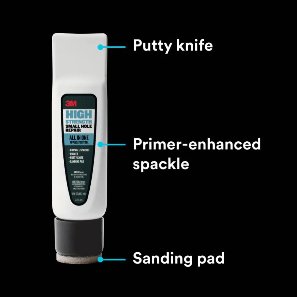 3M High Strength Small Hole Repair, 1 Pack, All in One Applicator Tool, Quick and Easy Repair for Nicks and Nail Holes