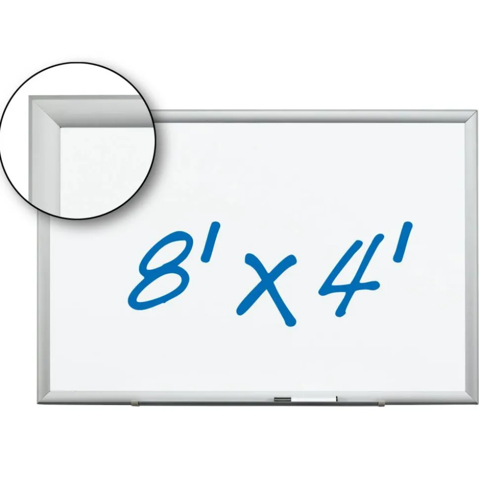 3M Porcelain Magnetic Dry-Erase Whiteboard, 96" x 48", Aluminum Frame With Silver Finish