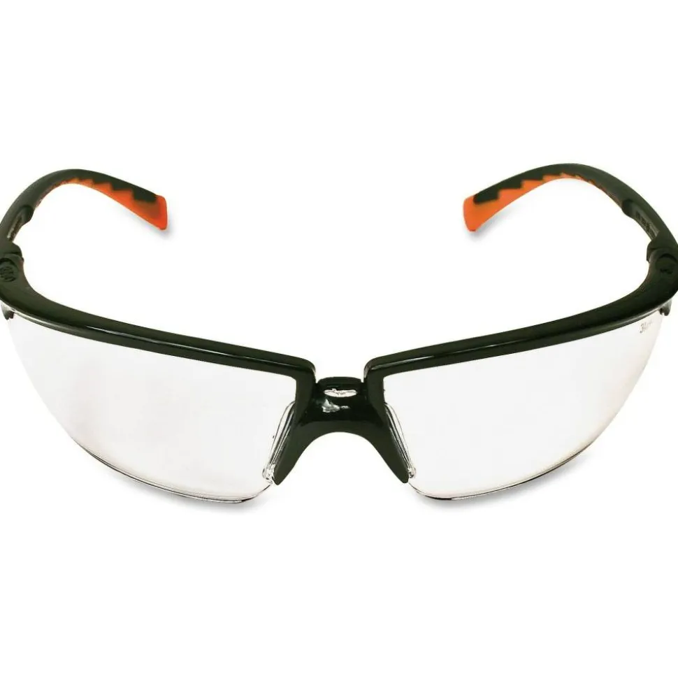 3M Privo Unisex Protective Eyewear - Size Standard - Ultraviolet Protection - Orange - Clear Lens - Black Frame - 122610000020