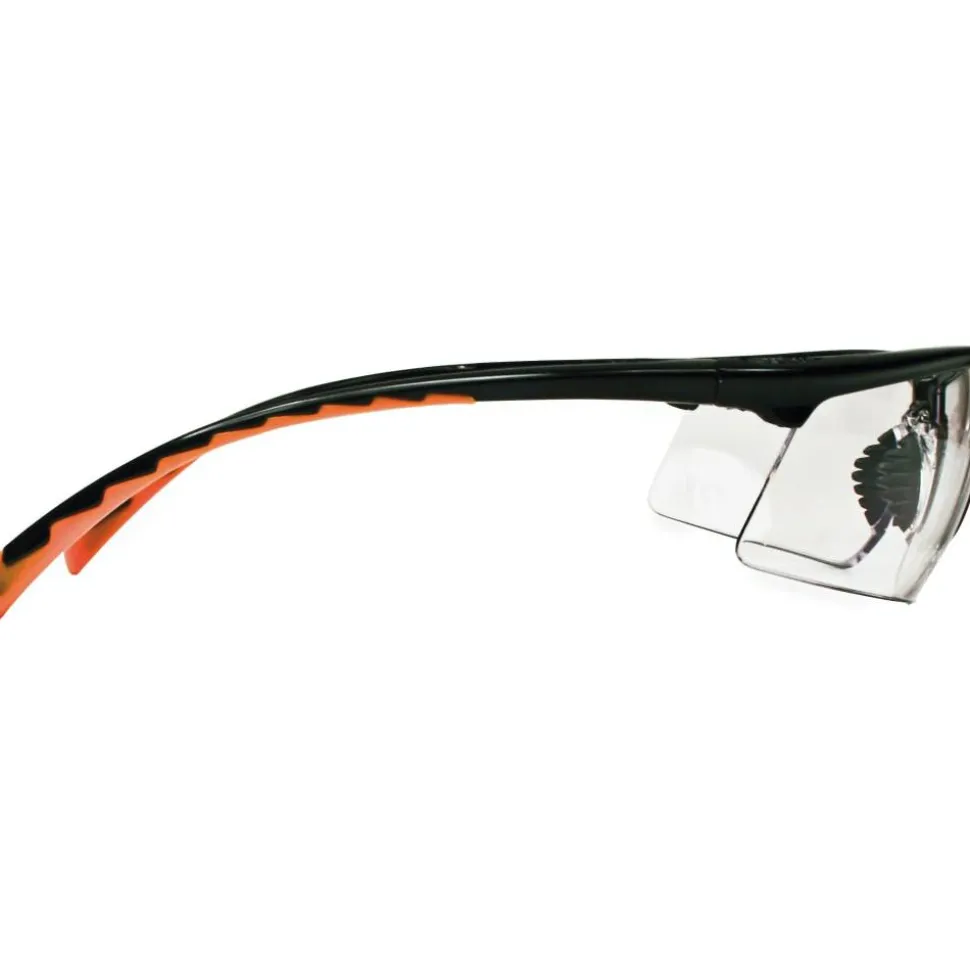 3M Privo Unisex Protective Eyewear - Size Standard - Ultraviolet Protection - Orange - Clear Lens - Black Frame - 122610000020