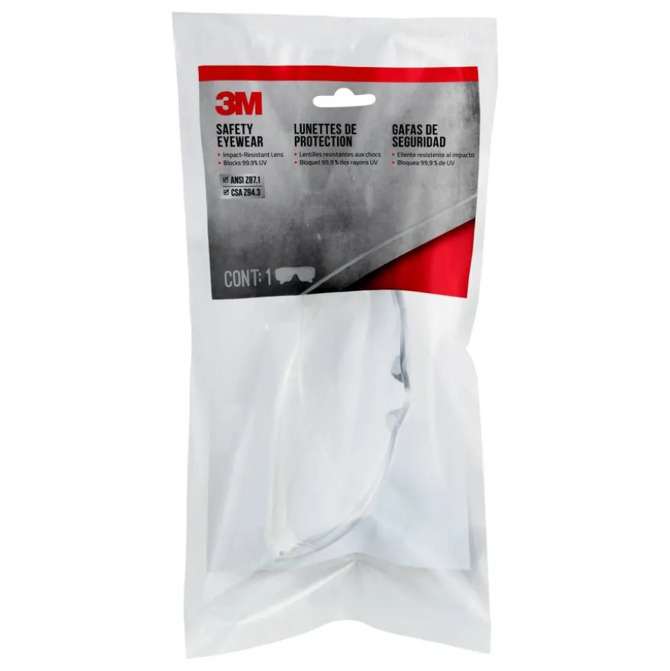 3M Safety Eyewear Anti-Scratch, 1 Pack of Safety Glasses, Clear, Clear Lens