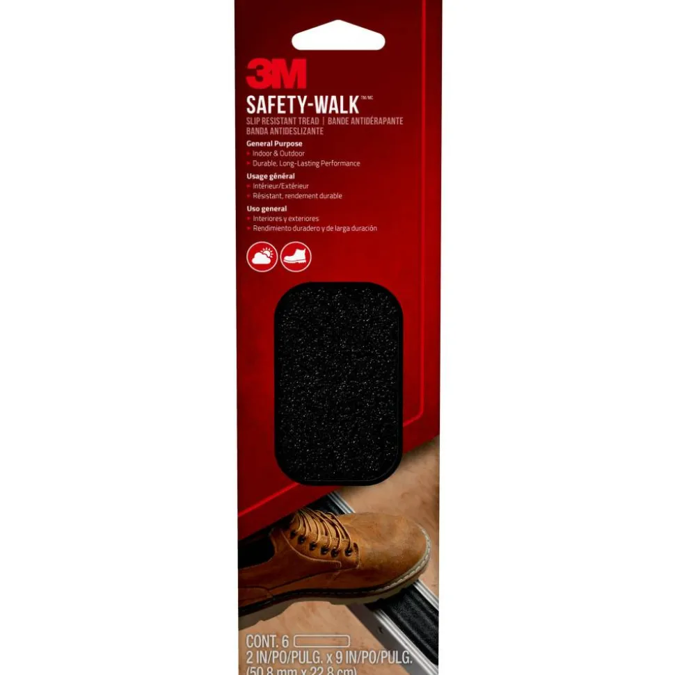 3M Safety-Walk 610 Series Slip-Resistant General-Purpose Tape And Tread, Black, Pack Of 6 Strips