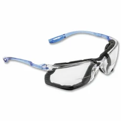 3M Virtua CCS Protective Eyewear with Foam Gasket, 1.5+ Diopter, Blue Half Frame, Clear Dual Lens