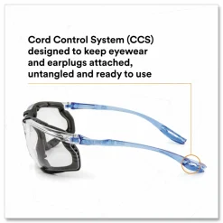 3M Virtua CCS Protective Eyewear with Foam Gasket, 1.5+ Diopter, Blue Half Frame, Clear Dual Lens