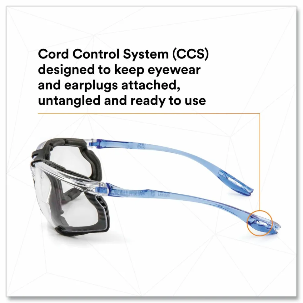 3M Virtua CCS Protective Eyewear with Foam Gasket, 1.5+ Diopter, Blue Half Frame, Clear Dual Lens