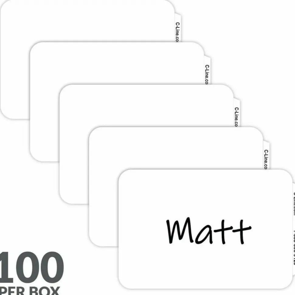 Maco Name Badges, Plain White, Pack Of 100