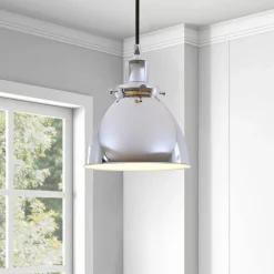 Madison 8" Wide Pendant with Metal Shade in Polished Nickel/Polished Nickel