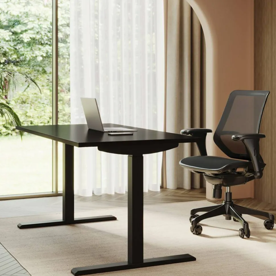 Magellan 60"W Pneumatic Height-Adjustable Standing Desk, Espresso