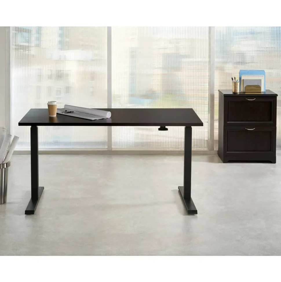 Magellan 60"W Pneumatic Height-Adjustable Standing Desk, Espresso