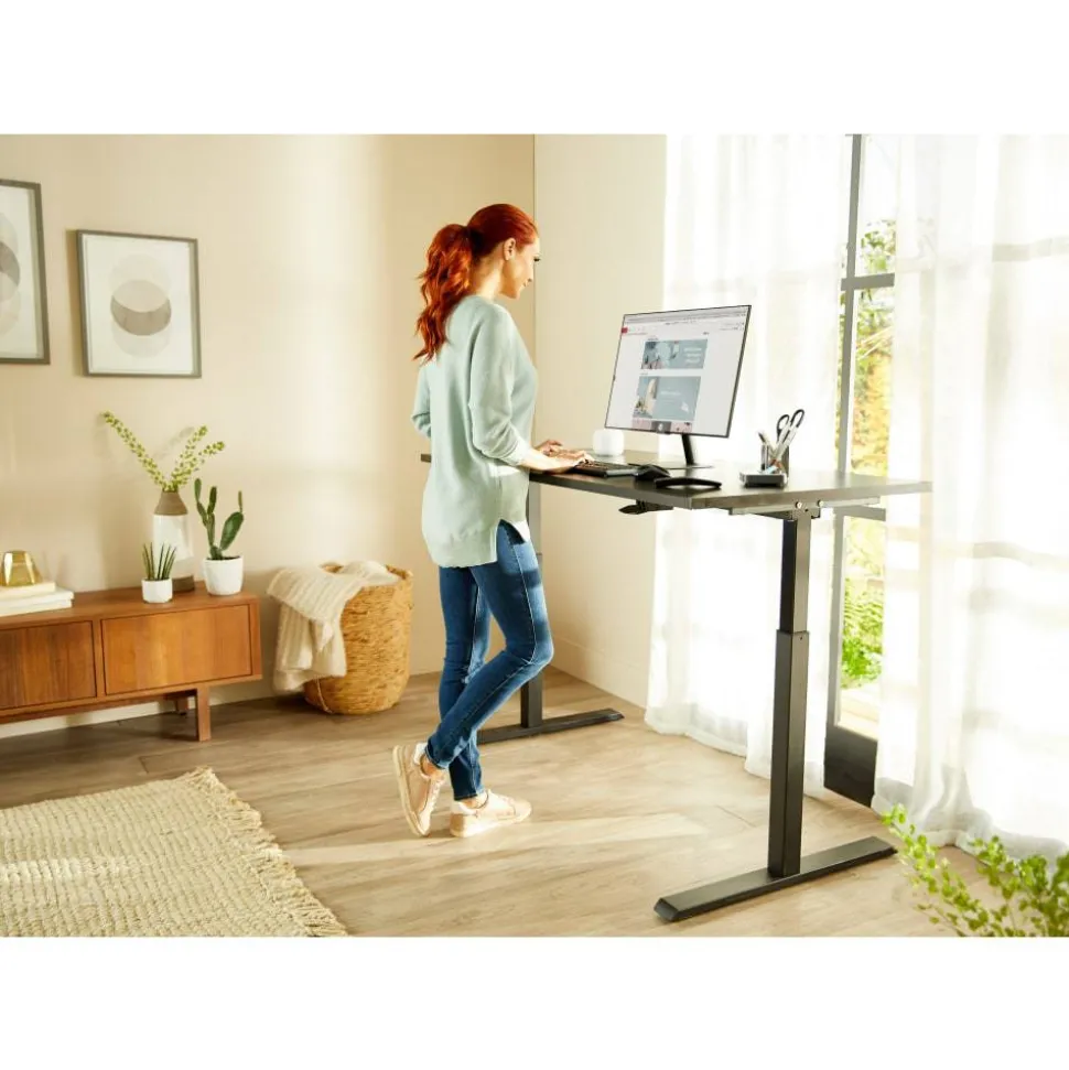 Magellan 60"W Pneumatic Height-Adjustable Standing Desk, Espresso