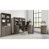 Magellan 72"H 5-Shelf Contemporary Bookcase With Doors, Gray/Medium Finish