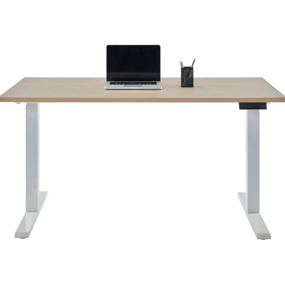 Magellan Performance Electric 60"W Height-Adjustable Standing Desk, Natural Oak, BIFMA Compliant