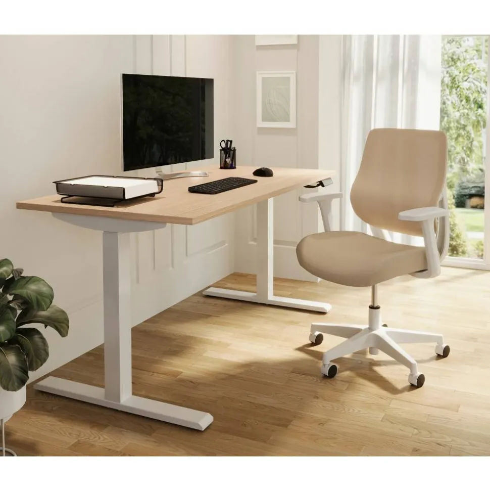 Magellan Performance Electric 60"W Height-Adjustable Standing Desk, Natural Oak, BIFMA Compliant