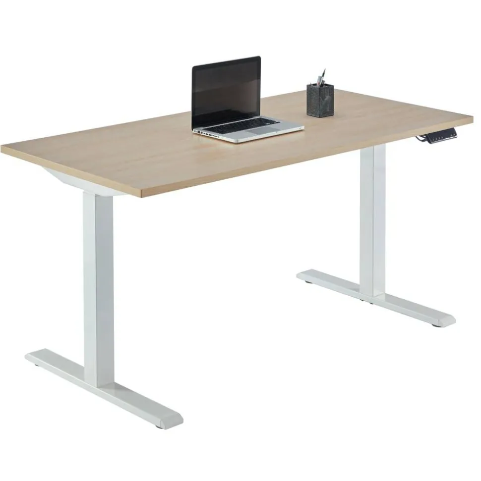 Magellan Performance Electric 60"W Height-Adjustable Standing Desk, Natural Oak, BIFMA Compliant