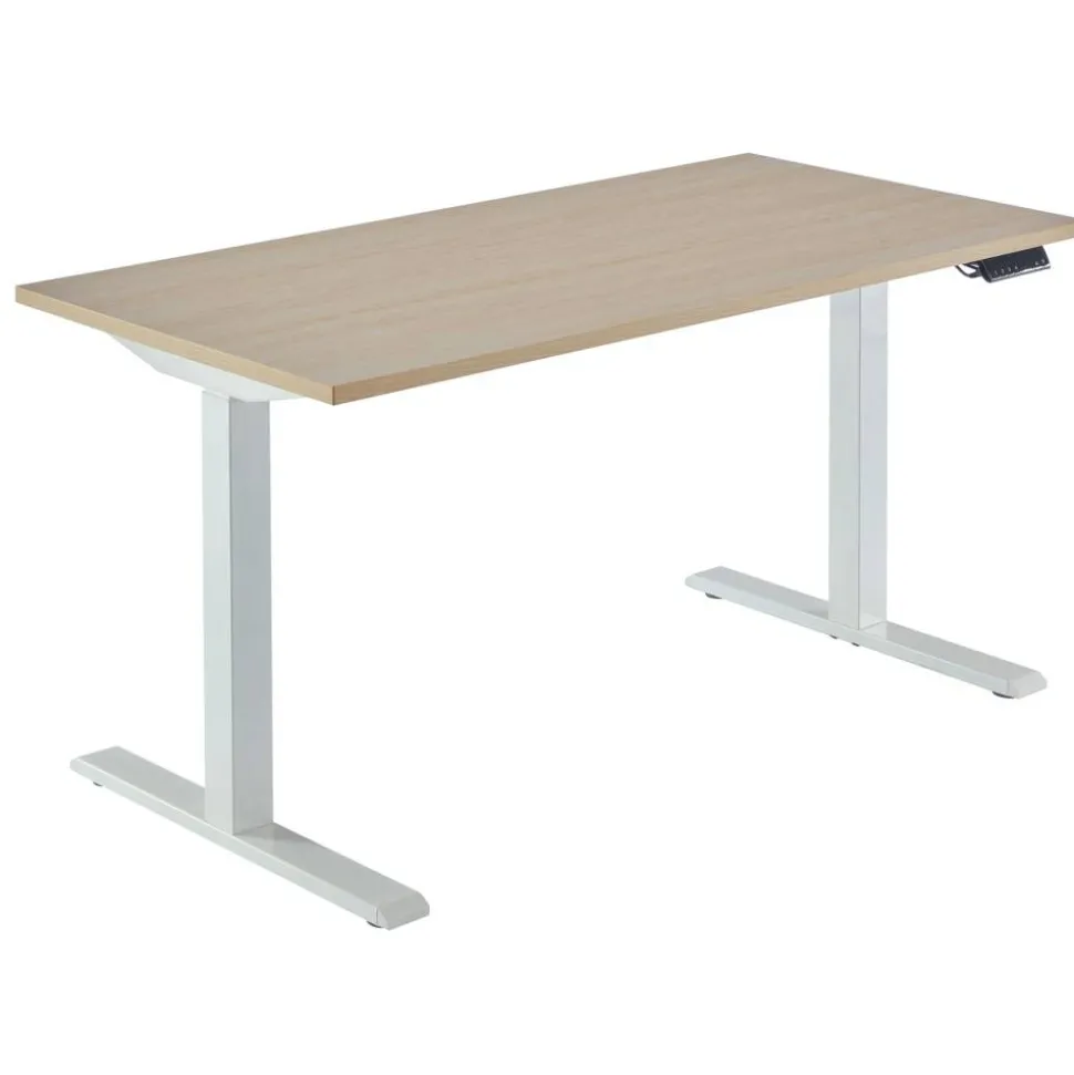 Magellan Performance Electric 60"W Height-Adjustable Standing Desk, Natural Oak, BIFMA Compliant