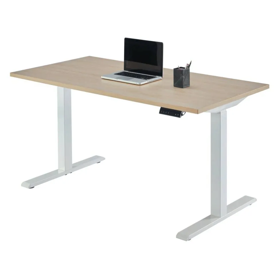 Magellan Performance Electric 60"W Height-Adjustable Standing Desk, Natural Oak, BIFMA Compliant