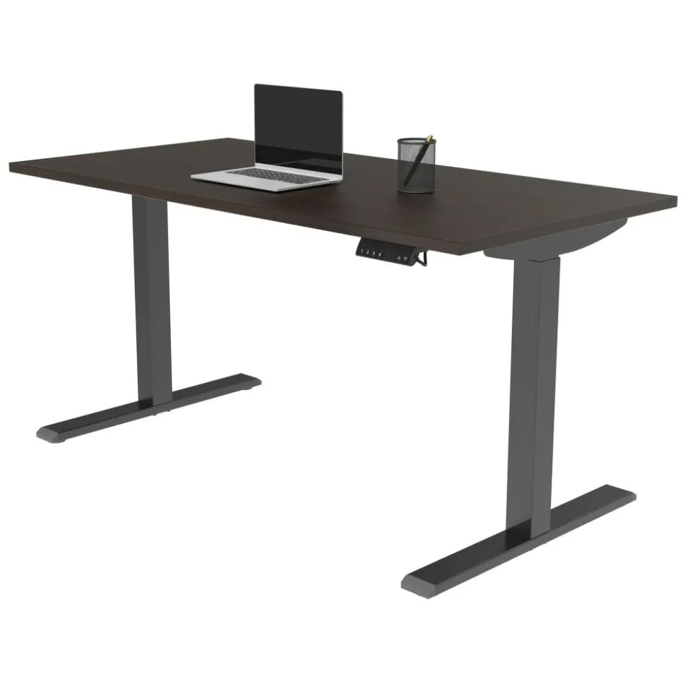 Magellan Performance Electric 60"W Height-Adjustable Standing Desk, Espresso, BIFMA Compliant