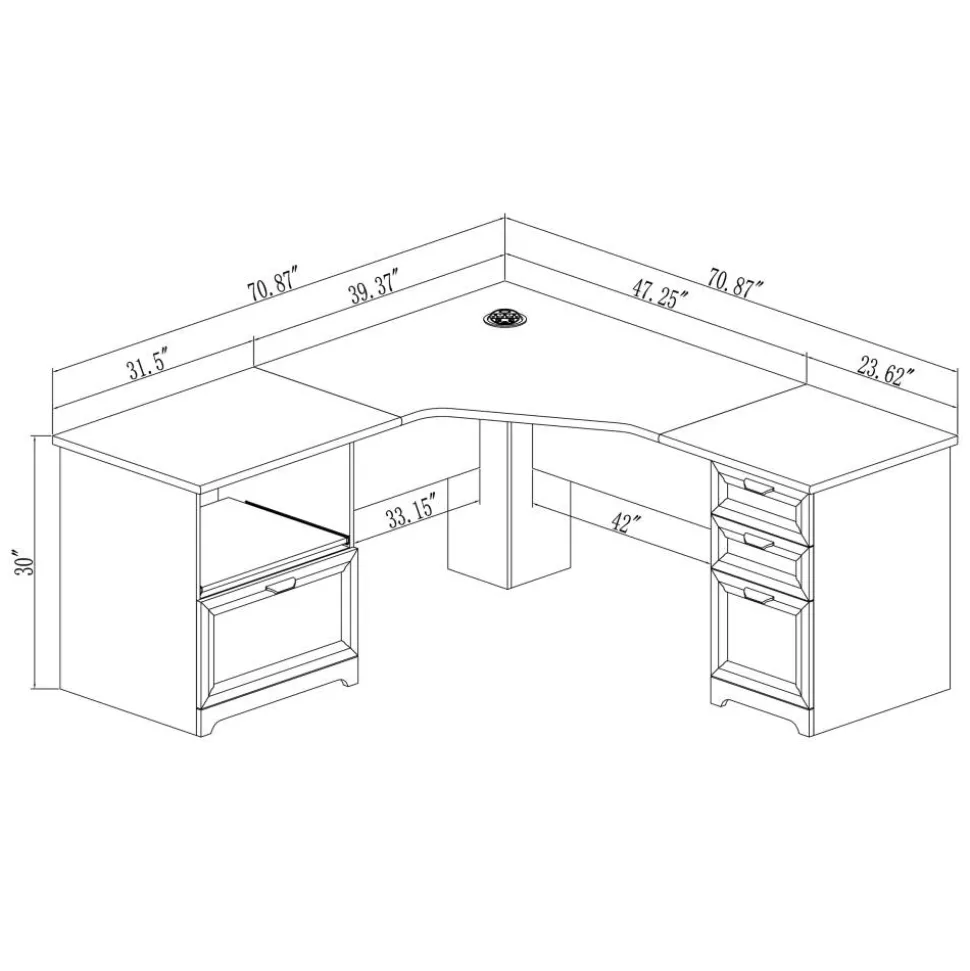 Magellan Performance 71"W L-Shaped Corner Desk, Espresso