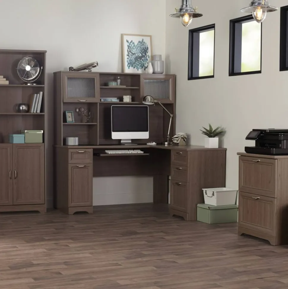 Magellan 58"W Hutch For Corner Or L-Shaped Computer Desks, Gray