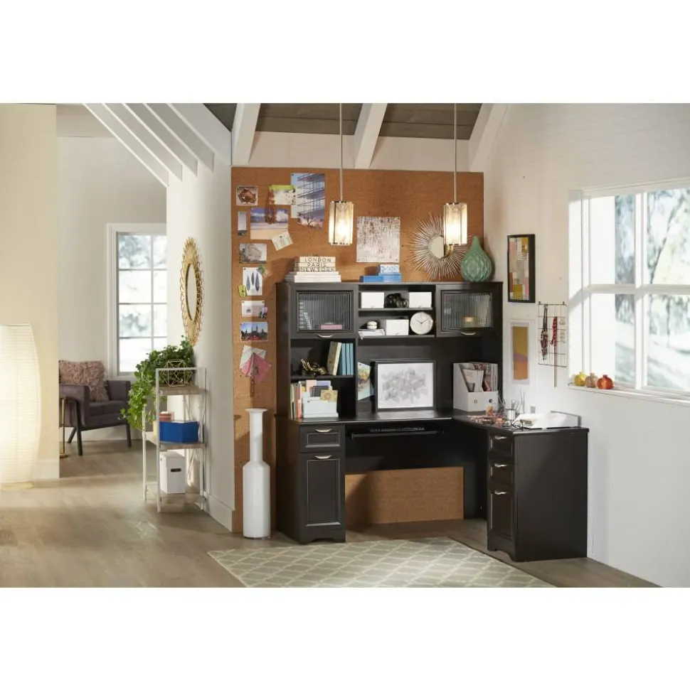 Magellan 59"W L-Shape Corner Computer Desk, Espresso