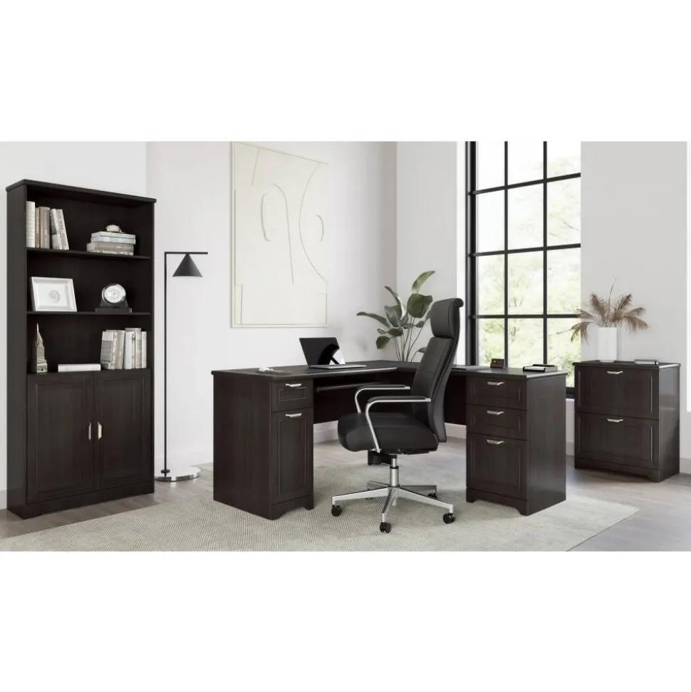 Magellan 59"W L-Shape Corner Computer Desk, Espresso