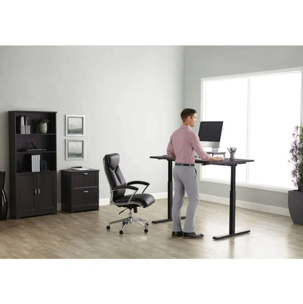 Magellan 60"W Pneumatic Height-Adjustable Standing Desk, Cherry