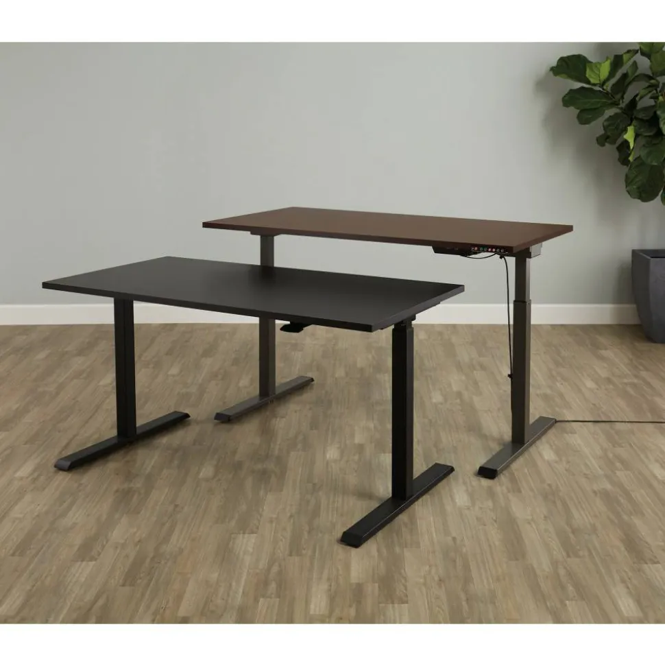 Magellan 60"W Pneumatic Height-Adjustable Standing Desk, Cherry