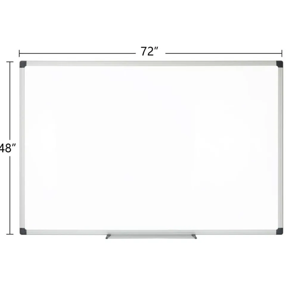 Magnetic Dry-Erase Whiteboard, 48" x 72", Silver Frame