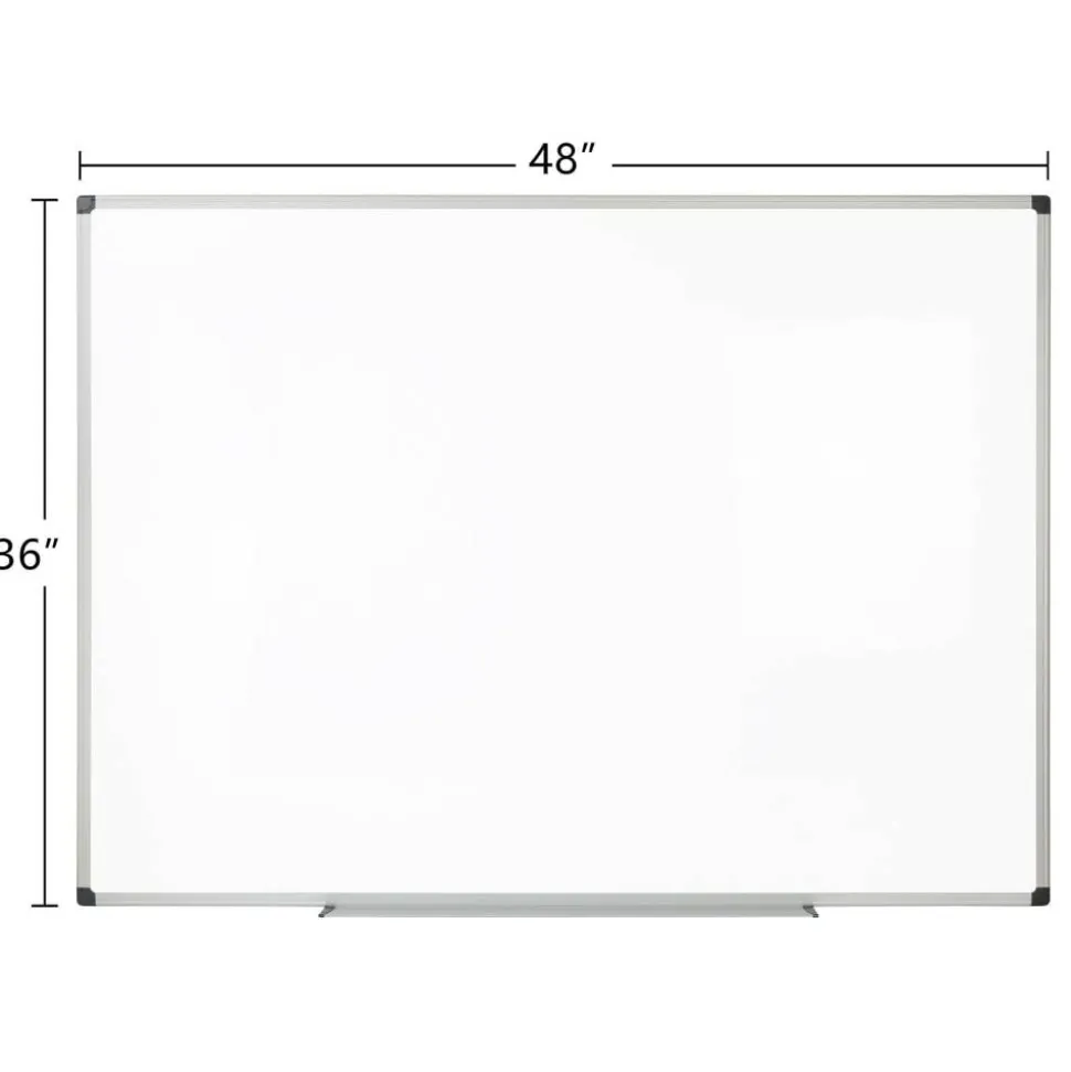 Magnetic Dry-Erase Whiteboard, 36" x 48", Silver Frame