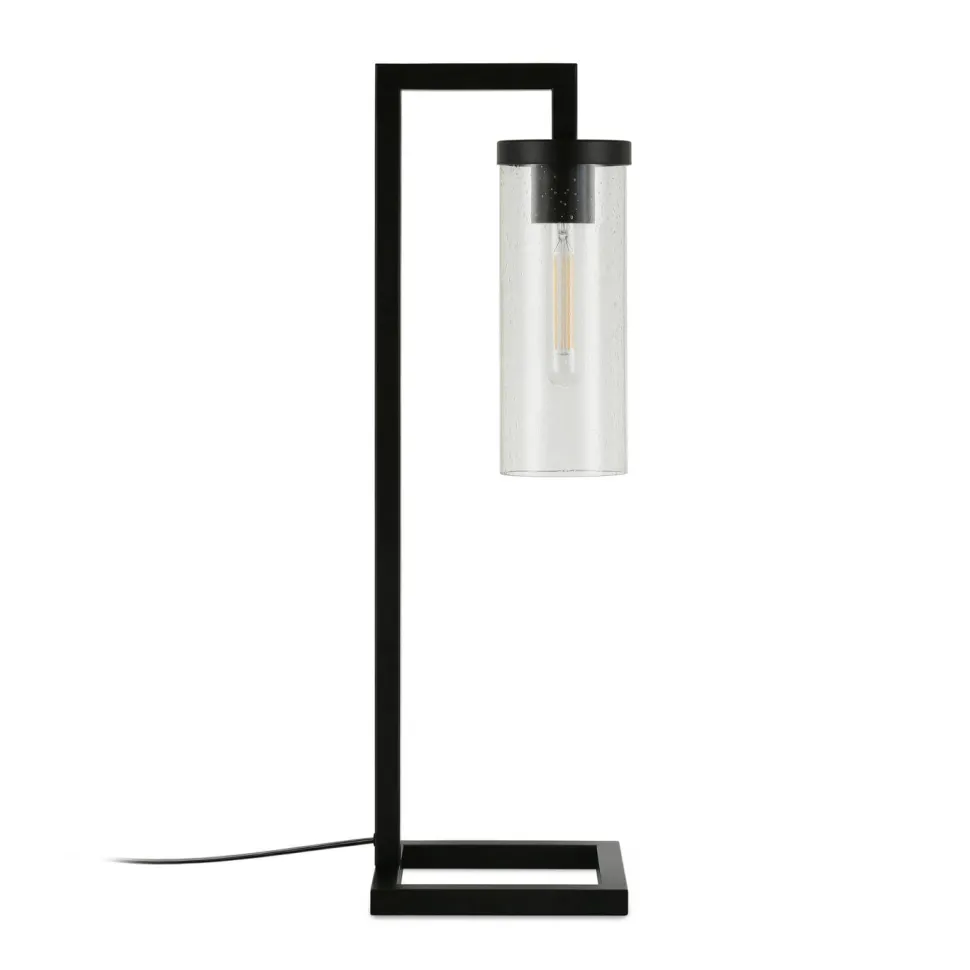 Malva 26" Tall Table Lamp with Glass Shade in Blackened Bronze/Seeded