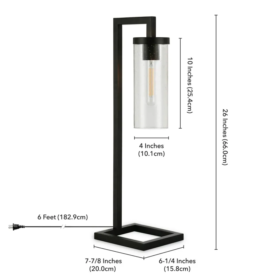Malva 26" Tall Table Lamp with Glass Shade in Blackened Bronze/Seeded