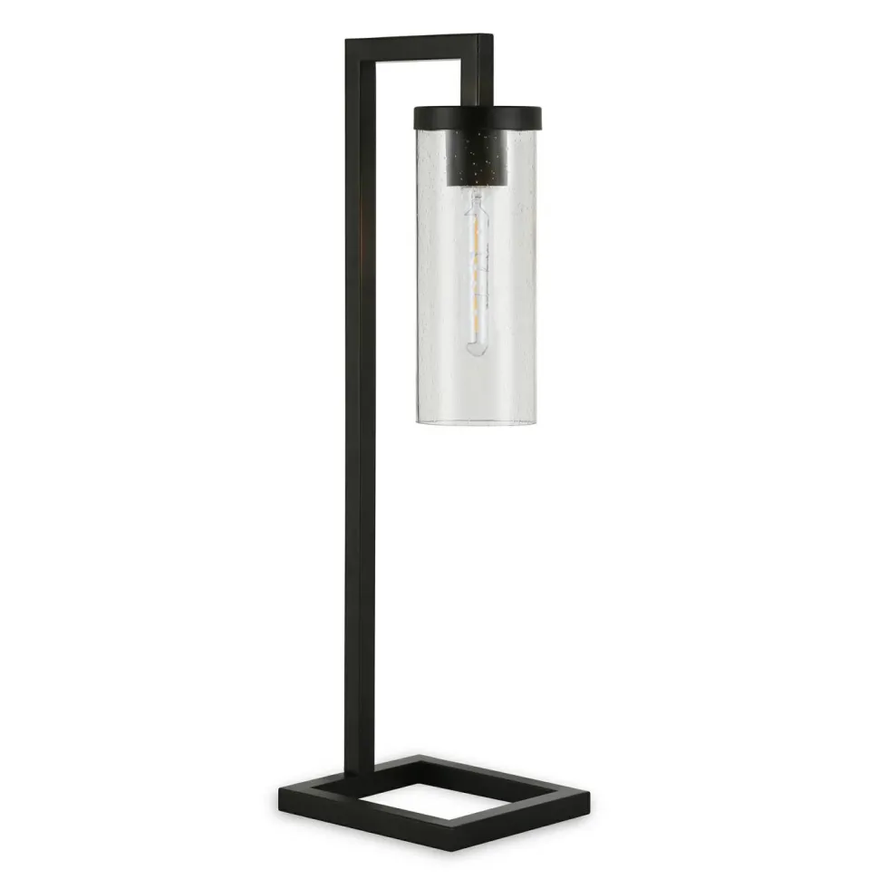 Malva 26" Tall Table Lamp with Glass Shade in Blackened Bronze/Seeded