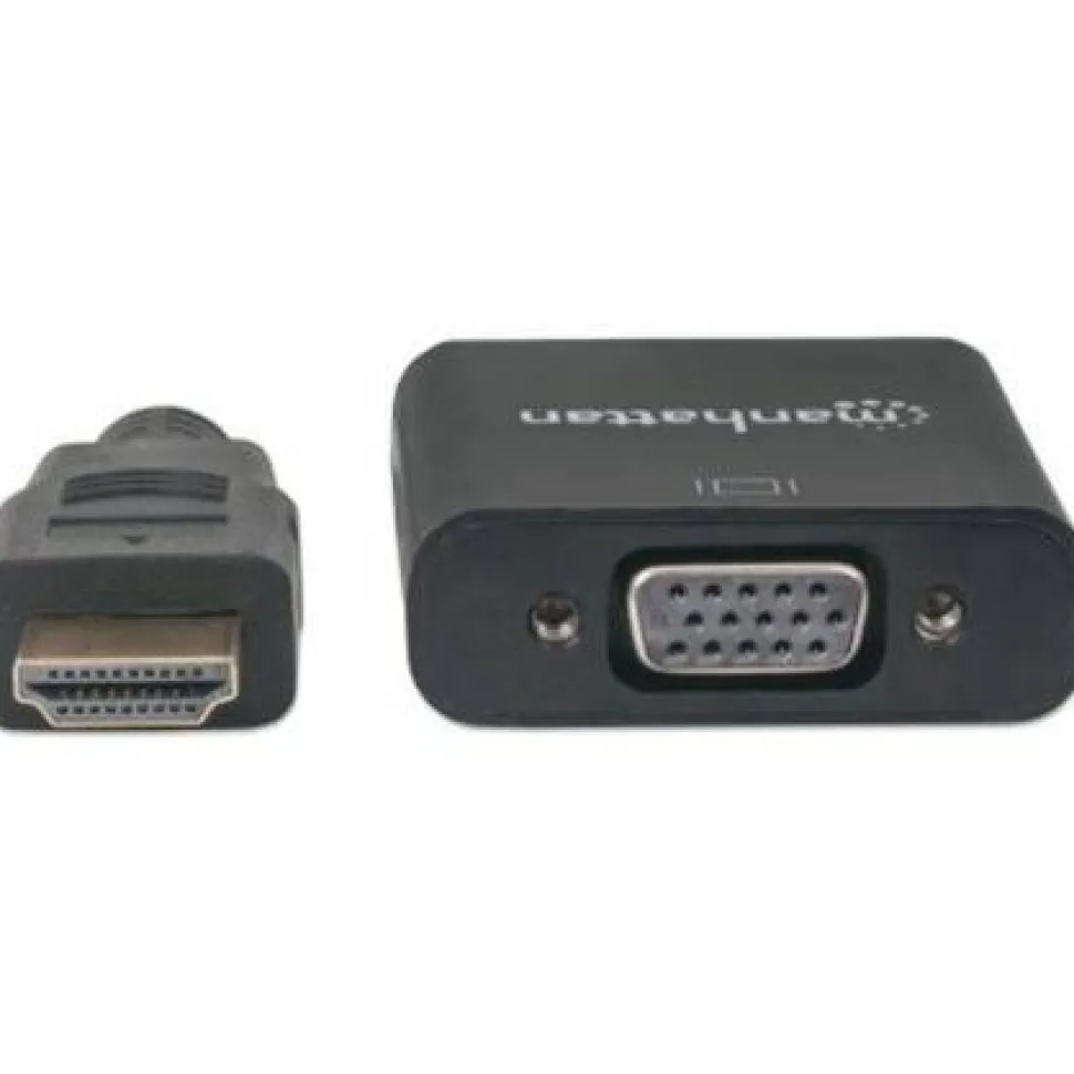 Manhattan HDMI Male to VGA Female Converter with Optional USB Micro-B Power Port - Retail Bag