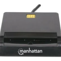 Manhattan USB-A Contact Smart Card Reader, 12 Mbps, Friction type compatible, External, Windows or Mac, Cable 105cm, Black, Three Year Warranty, Blister
