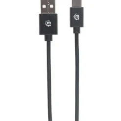 Manhattan USB-C to USB-A Cable, 3m, Male to Male, 480 Mbps (USB 2.0), Hi-Speed USB, Black, Lifetime Warranty, Polybag
