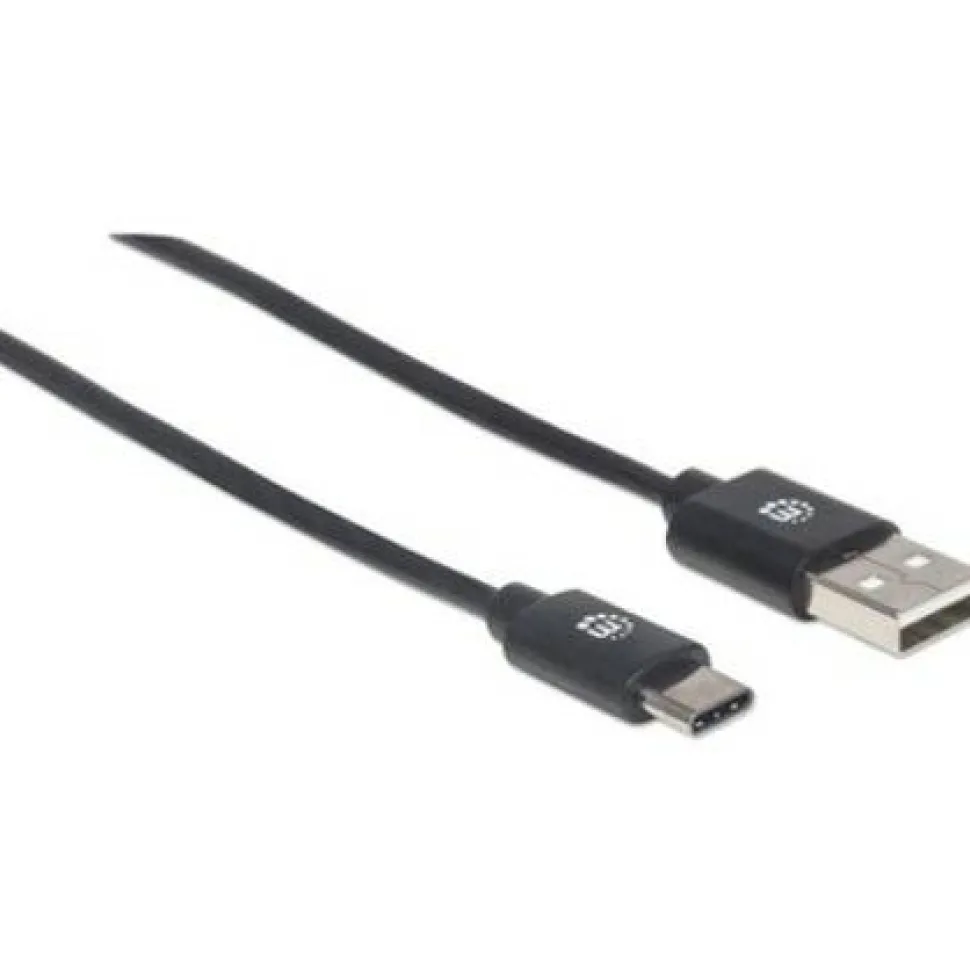 Manhattan USB-C to USB-A Cable, 3m, Male to Male, 480 Mbps (USB 2.0), Hi-Speed USB, Black, Lifetime Warranty, Polybag