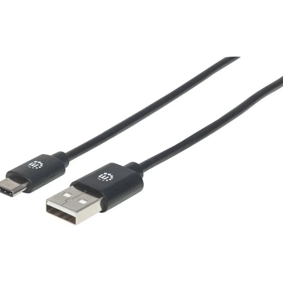 Manhattan USB-C to USB-A Cable, 3m, Male to Male, 480 Mbps (USB 2.0), Hi-Speed USB, Black, Lifetime Warranty, Polybag