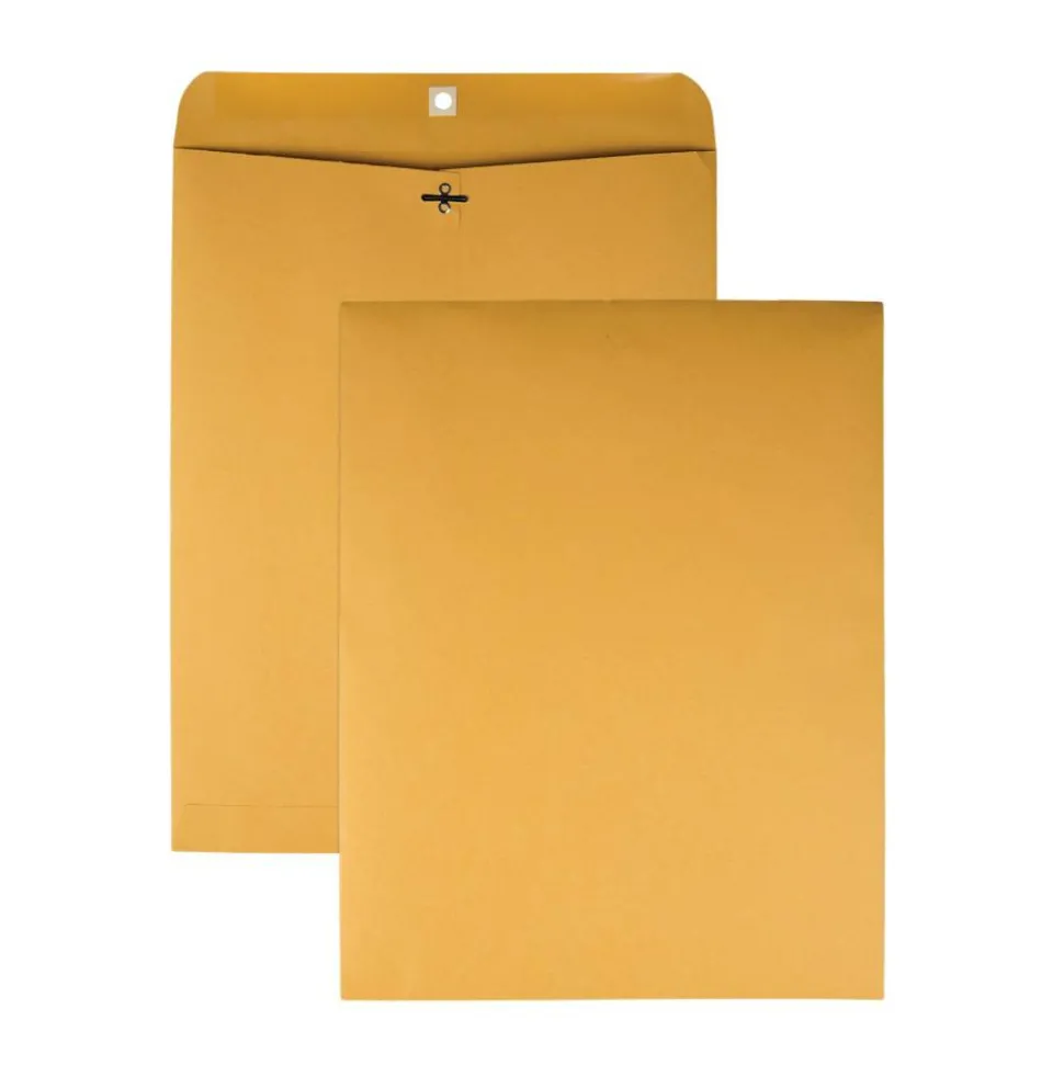 Manila Envelopes, 12" x 15-1/2", Clasp Closure, Brown Kraft, Box Of 100