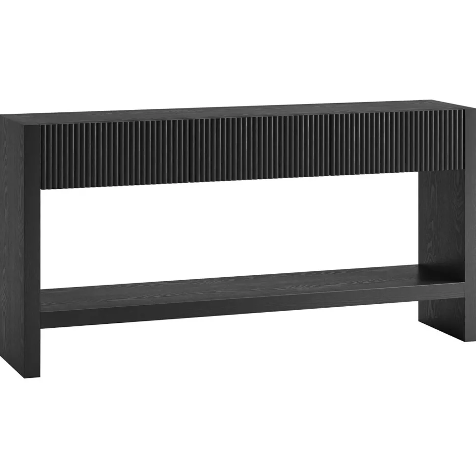 Manzanita 60" Wide Rectangular Fluted Console Table in Black Veneer