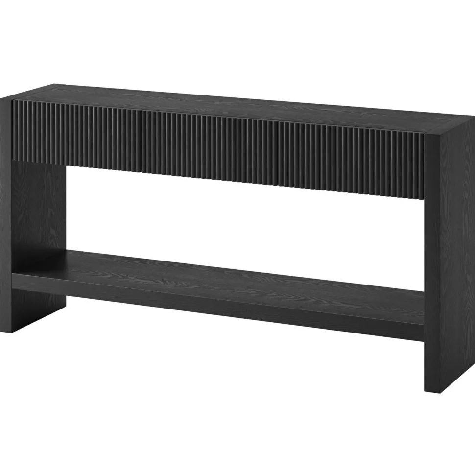 Manzanita 60" Wide Rectangular Fluted Console Table in Black Veneer