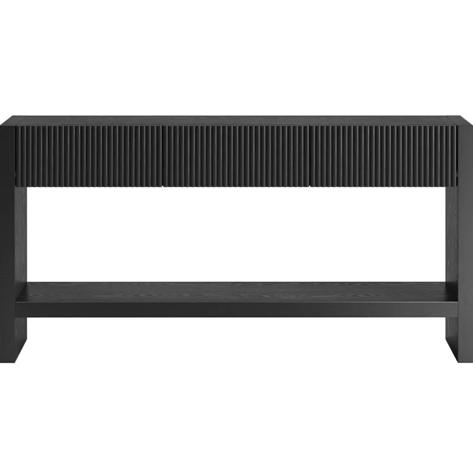 Manzanita 60" Wide Rectangular Fluted Console Table in Black Veneer