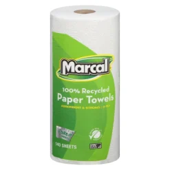 Marcal 100% Premium Recycled Kitchen Roll Towels, Roll Out Box, 2 Ply, 11 x 5.5, White, 140 Sheets, 12 Rolls/Carton