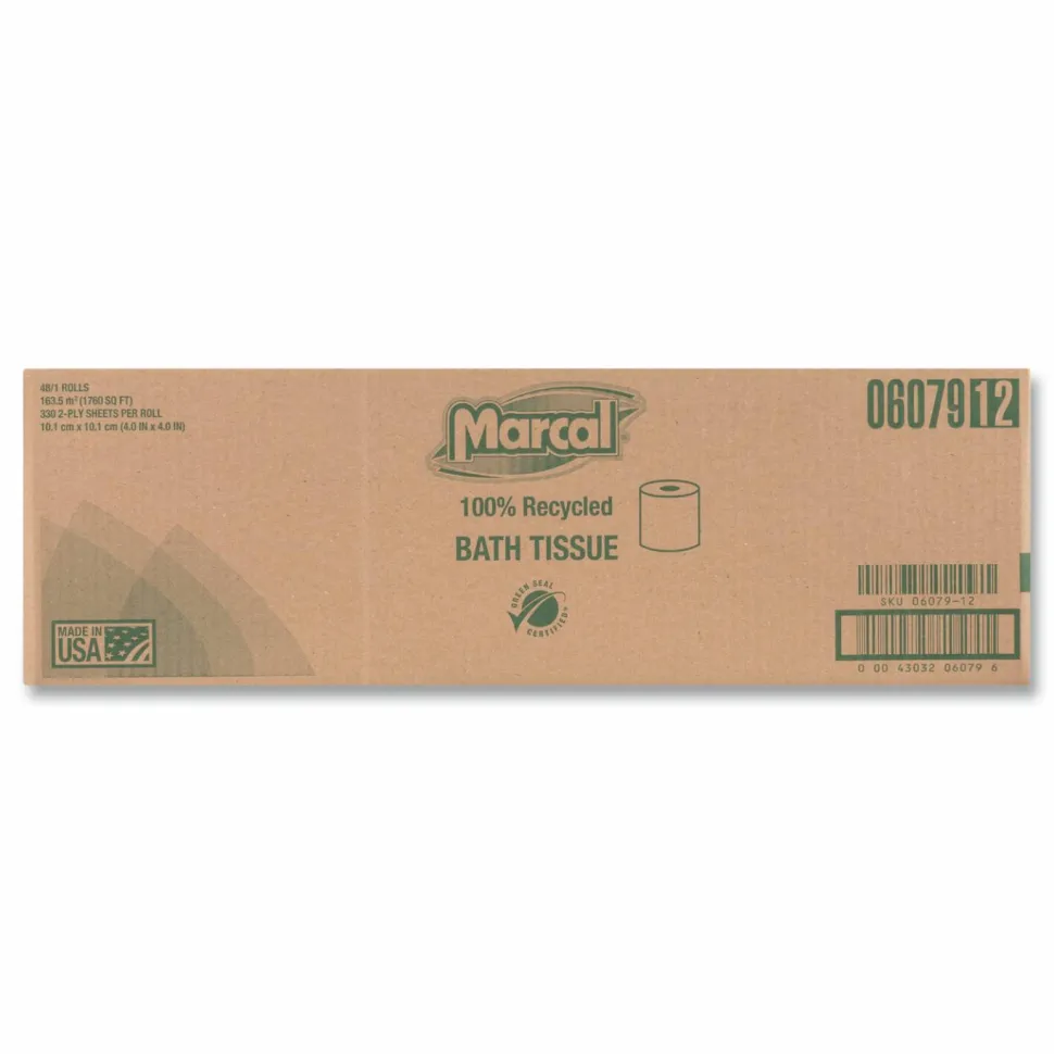 Marcal Small Steps 2-Ply Toilet Paper, 100% Recycled, 336 Sheets Per Roll, Pack Of 48 Rolls